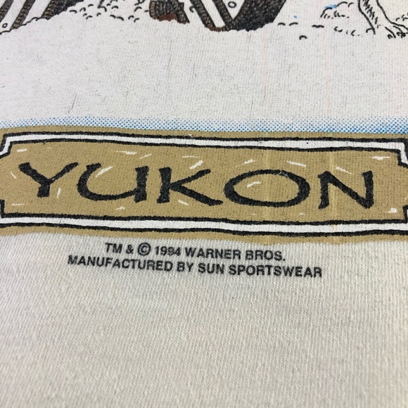 Taz Looney Tunes 1994 Warner Bros Travel Safari Vintage Button Off White T Shirt - Picture 8 of 14